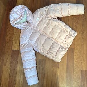 Girls The North Face real down hooded puffer coat- pink